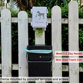 Small Dog Waste Station for Home ｜ Mini Mountable Dog Poop Bucket Outdoor Poop Bag Dispenser Wall Mount 8 Doggie Bag Rolls 1 Drawstring Trash Bag Roll (Mini Bucket + Dispenser + Bags)