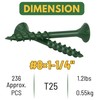 WELLOCKS Deck Screws 1-1/4", Wood Screws #8×1-1/4", Green 236 PCS,