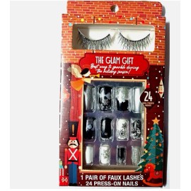 Unbranded 3 pack ( *24 Press-on Nails 1pair Of Faux Lashes 0eack pack *W Glitter