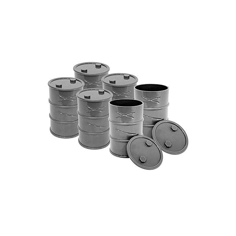 Set of 6 Gray Oil Drums for Wrestling Action Figures