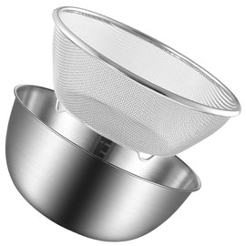 Housoutil 1 Set Stainless Steel Drain Basket Stainless Colander Metal Colander Stainless Steel Salad Bowl Set Kitchen Colander Metal Strainer Rice Washing Bowl Silver Stainless Steel Fruit