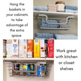 BirdRock Home Wire Basket for Storage - Set of 2 Baskets - Stackable - Hanging – Wall Shelf - Fruit Vegetable Organization – Pantry Cabinet - Metal Bin for Kitchen Counter – Bathroom Shelves Storage