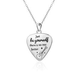 HolaJune Sterling Silver Quotes Guitar Pick Necklace TS Inspirational Jewelry Accessories Inspired Fans Gift Merch