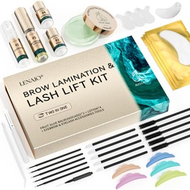 LENAJO 2025 Upgraded Avocado Lash Lift Kit, Brow Lamination Kit, Eyelash & Eyebrow 2-in-1 Perm Set, Professional Semi-Permanent Curling and Styling, Suitable For Beginners, Salon, Home Use