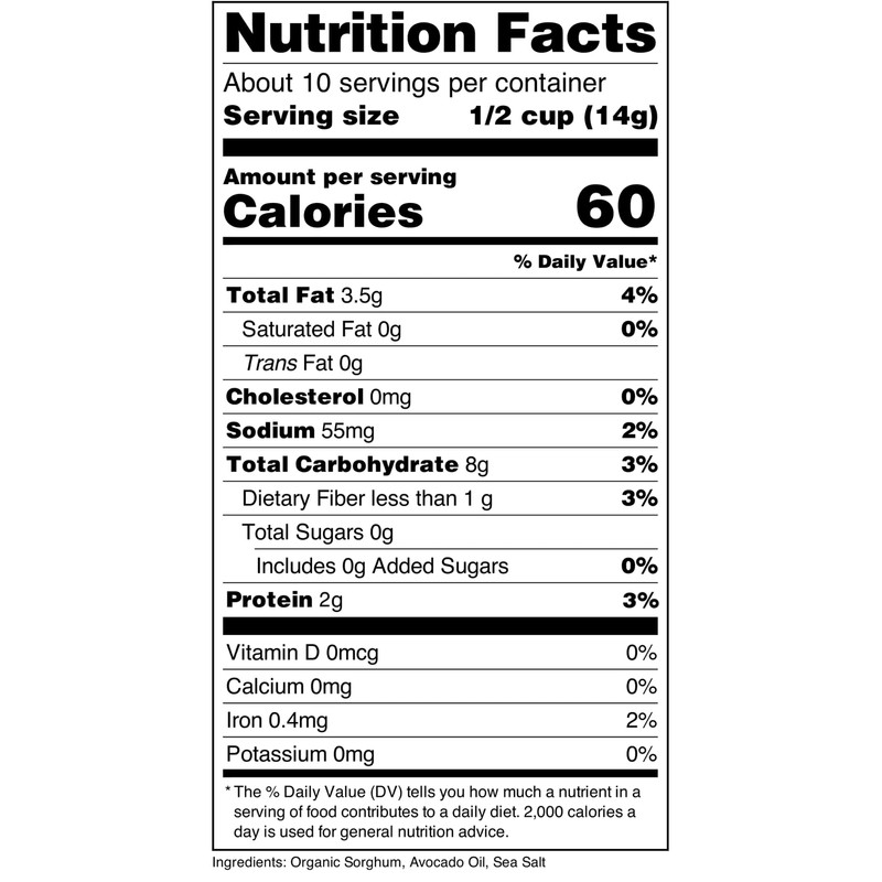 Nature Nate’s Popped Sorghum, Avocado Oil Sea Salt - Organic