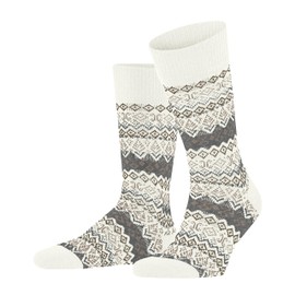 FALKE Mens Aspen Socks Breathable Climate Regulating Odour Inhibiting Wool Cashmere Patterned 1 Pair, White (off-white 2040)