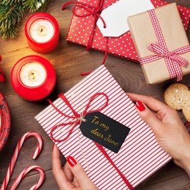 Boao 200 Pieces Mini Chalkboard Tags Bulk 2"x3.1" Wood Chalkboard Signs Wooden Hanging Chalkboard Labels with String Price Tags Message Tags for Holiday Christmas Weddings Gift, Black