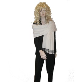 Beaded/fancy shawl/Scarf/scarves/shawls/wrap/stole - Cashmere Pashmina Group (Ivory)