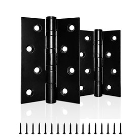 AOLISHENG Door Hinges 4 inch 100mm Heavy Duty Ball Bearing Stainless Steel Chrome Butt Black Door Hinges for Wood Internal External 1 Pairs