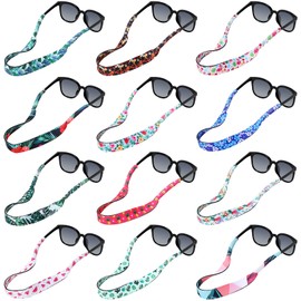Flutesan 12 Pieces Floating Sunglasses Straps Hawaiian Float Neoprene Eyewear Retainer Summer Glasses Strap Sport Glasses Holder Strap for Men Women Boys Girls