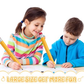 Leinuosen 6 Pcs Giant Pencils 14 Inch Wood Big Jumbo Extra Large Novelty Comically Yellow Pencil Props for Office Christmas Favor