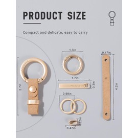 project-cb Keychain ×1,Keyring ×2,Short Strap for Car Key,Holding ID Card Holder,Stylish and Durable,for Men and Women (Gold)