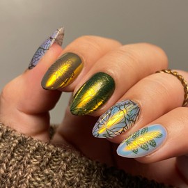 Maniology Leaf Skeletons Nail Stamping Plate, Maple Leaves Manicure Designs, Botanical Patterns, Autumn Season Stamp Plates, Fall Theme