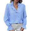 MINTLIMIT Womens Plaid Blouse Peasant Button Down Ruffle Neck Plaid