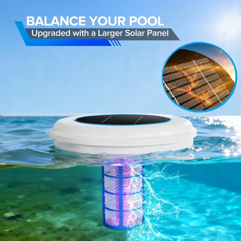 Aisdan Solar Powered Pool Maintenance System, Upgraded High-Efficiency Solar Panel