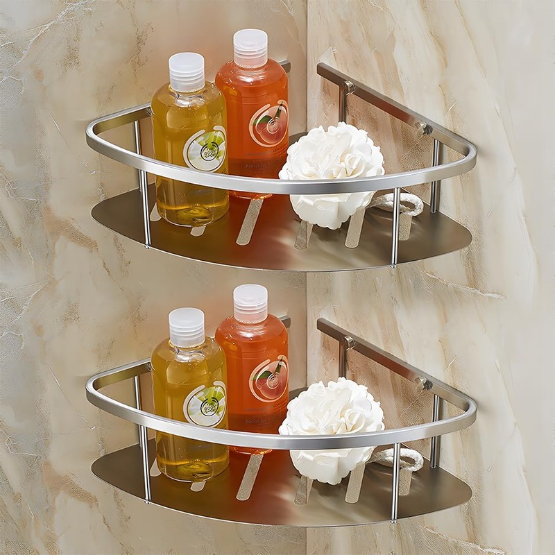 Nokozan Triangular Corner Shower Caddy - Stainless Steel Rust-Resistant Bathroom