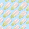 Hkanlre Uñas Postizas Verdes Almendradas, Cobertura Completa, Estilo Francés Medio,
