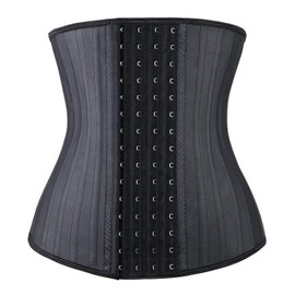 YIANNA Waist Trainer for Women Tummy Control Latex Underbust Waist Corsets Cincher Hourglass Sports Girdle Body Shaper 4 Hooks, (Size XL, Black)