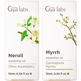 Gya Labs Gya Labs Neroli Essential Oil for Diffuser & Myrrh Oil for Skin Set - 100% Natural Aromatherapy Grade Essential Oils Set - 2x0.34 fl oz
