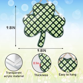 Shamrock Acrylic Ornaments for Tree, St Patricks Day Hanging Ornaments, Embellishments with Ropes for St Patrick's Day Tree Wall Door Decor, Shamrock Sign, St Patricks Day Decor