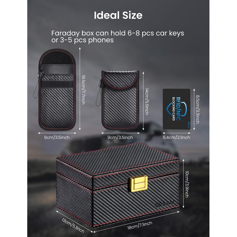 WHonor Faraday Box with Pouch 2 Pack for Car Keys
