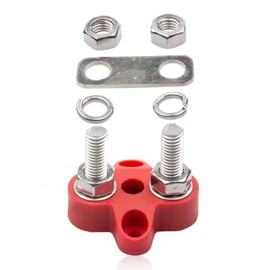 M8 5/16 Inch Connection Bolts, Pack of 4 Dual Terminal Studs, with Screws, M8 Connection Bolts for 12-48 V DC Busbar Busbar for Truck, Car, Marine, Camper Boat