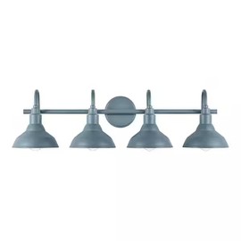Ceybo Blue 4 Light Bathroom Vanity Light Wall Fixture with Farmhouse Metal Shades, Dimmable Modern Country Home Lighting