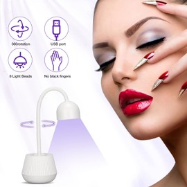 Sanpyl Lámpara de Secado de uñas, lámpara de curado de Esmalte de uñas de 24 W, 365nm 405nm 360 Grados de Cuello de Cisne Giratorio secador de Gel de uñas de Carga USB para salón o Uso doméstico