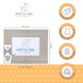 SPOTTED DOG GIFT COMPANY Photo Frame 6x4 Cat Picture Frame for Table or Wall, Cute Pet Themed Decorative Room Home Decor Accessories, Gifts for Cat Lovers (Landscape, Grey)