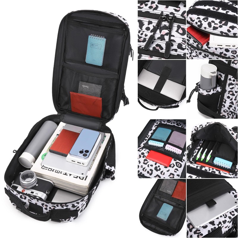 Delgeo Military Backpack, 25L Leopard Print