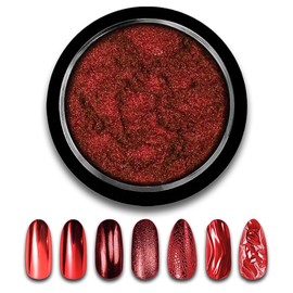 Red Chrome Nail Powder for Nail Art Christmas Metallic Mirror Effect Nail Chrome Powder Holographic Glitter Pigment Dust Powder Fine Flash Dip Powder for Valentines Manicure Decorations with Tool 1Box