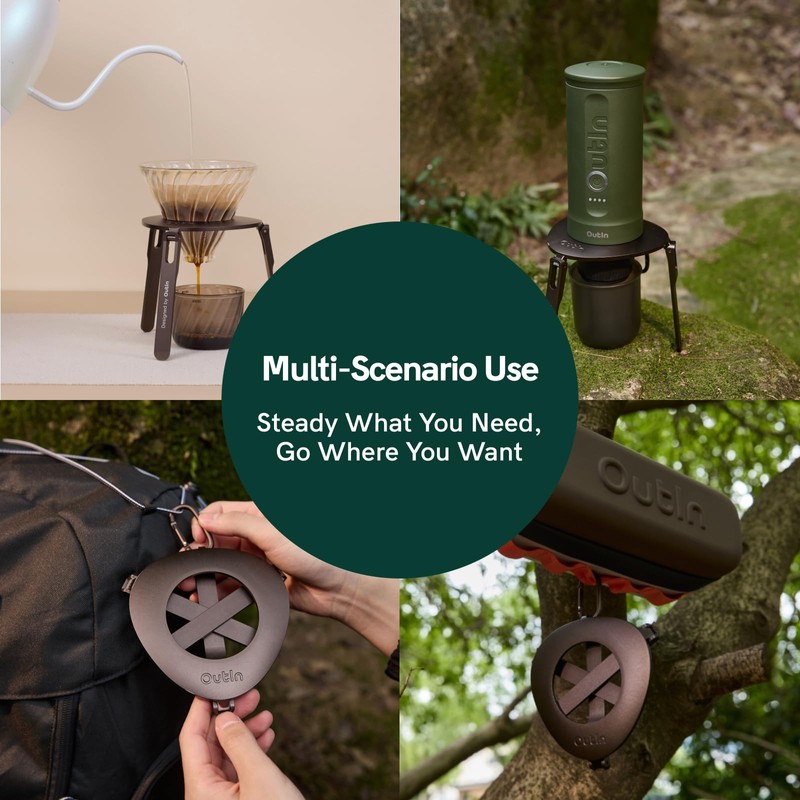 OutIn Ultra-Portable Foldable Coffee Stand with Carabiner