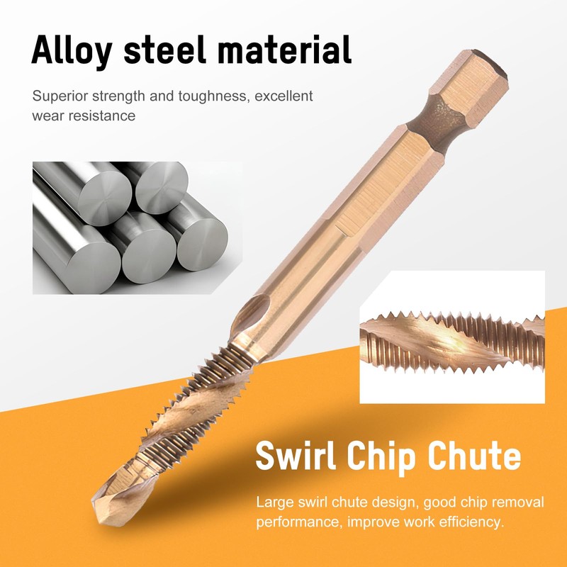 3 Pcs 6542 HSS Drill & Taps Bit Set with