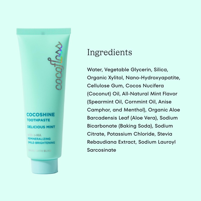 Cocofloss Cocoshine Whitening Toothpaste, Remineralize & Repair Sensitive Teeth, Fluoride-Free