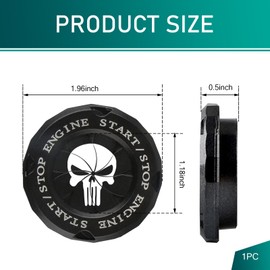 Nomocale Pack of 1 Car Accessories Engine Start Stop Button Cover, Cool Skull Alloy Push Start Button Cover, One-Button Start Decorative Cover, Universal for Most Car (Black)
