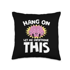 Vintage Overthinking Brain Question Mark Overthinkers Throw Pillow
