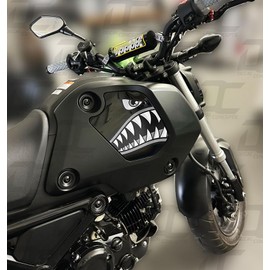 Decal Concepts Shark Mouth Side Body Fairing Accent Decal Graphic Kit for Honda Grom (2022-2024) (Grayscale)