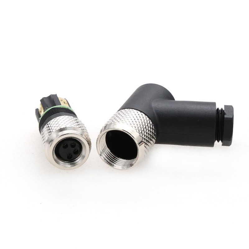 M8 Right Angle 4 Pin Female Coded Industrial Circular Plug