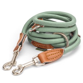 Leisegrün Dog Lead for Small Dogs, 2 Metres, Adjustable to 3 Positions, Only 160 g Lightweight, 2 m, Sage Green