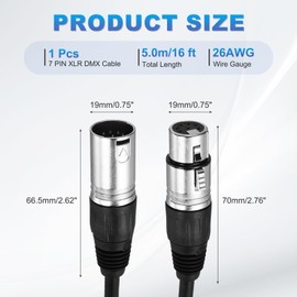 sourcing map 16ft 7 Pin XLR Cable XLR Male to Female Adapter Microphone Cable for Stage Studio Cable