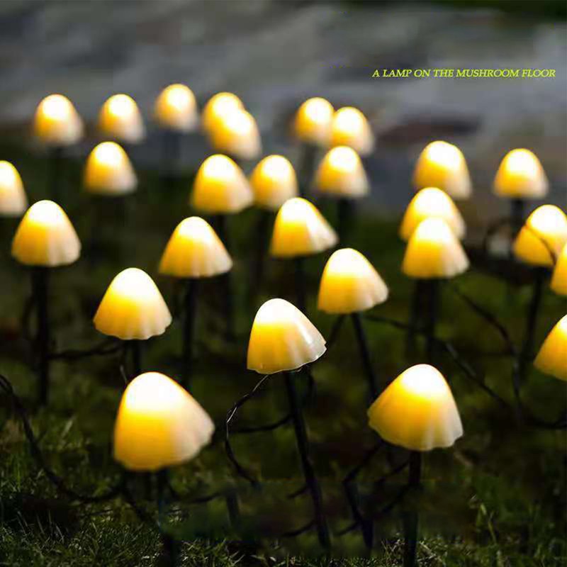 Mini Mushroom Solar Lights 8 Modes LED Waterproof String Pathway