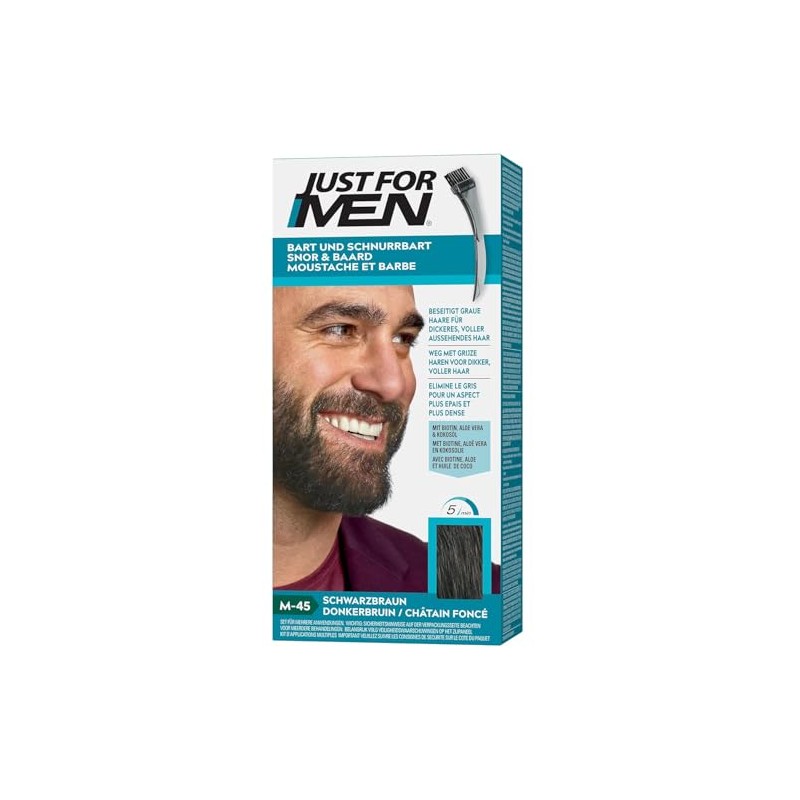 Just for Men Moustache and Beard Black Brown Dye, Eliminates