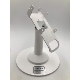 Discount Credit Card Supply DCCStands Dejavoo Z3/Z6 Freestanding Swivel and Tilt Terminal Stand (White) with Round Plate and You are Beautiful Sticker - Fits Dejavoo Z6 HW # v1.3