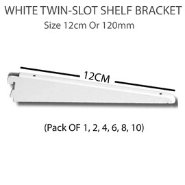 Super HD 10 Pack 12cm OR 120mm White MSF Twin Slot Shelving Bracket