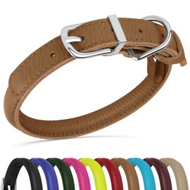OOPSDOGGY Rolled Leather Dog Collar Soft Roll Collars for Small Medium Large Dogs Puppy (Brown, XL, 17"-21")