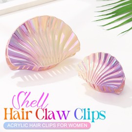 CAKURE Shell Claw Clips Acrylic Hair Clips Purple Beachy Hair Claw Clip Mermaid Hair Accessories for Women and Girls (c-Purple set)