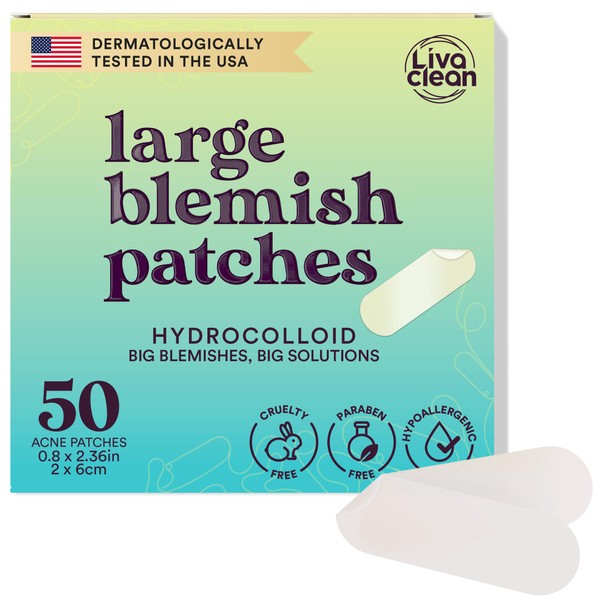 LivaClean 50CT Large Hydrocolloid Acne Patches - for Pore Spots