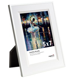 Inspire By Hampton MARBELLA 5x7 (13x18cm) White Photo Frame with Mount - Glass IBH-MARB10M57W