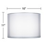 Silver and White Double Sheer Large Drum Lamp Shade 16"