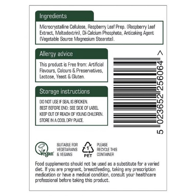 Natures Aid Raspberry Leaf 750mg 60 tablet (Pack of 2)